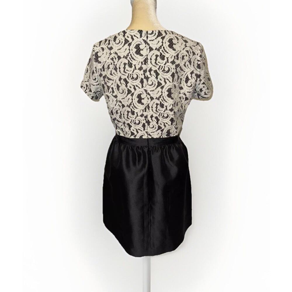 New Shoshanna White Lace Short Sleeve Colorblock A Line Dress w/Pockets Size 10 - Picture 6 of 10